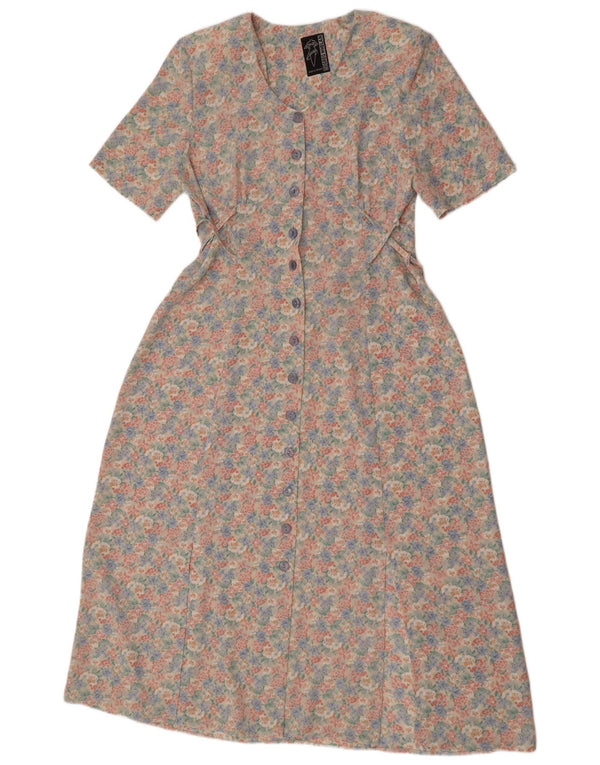 Rochie cămașă maxi vintage pentru femei UK 16 Poliester floral multicolor mare