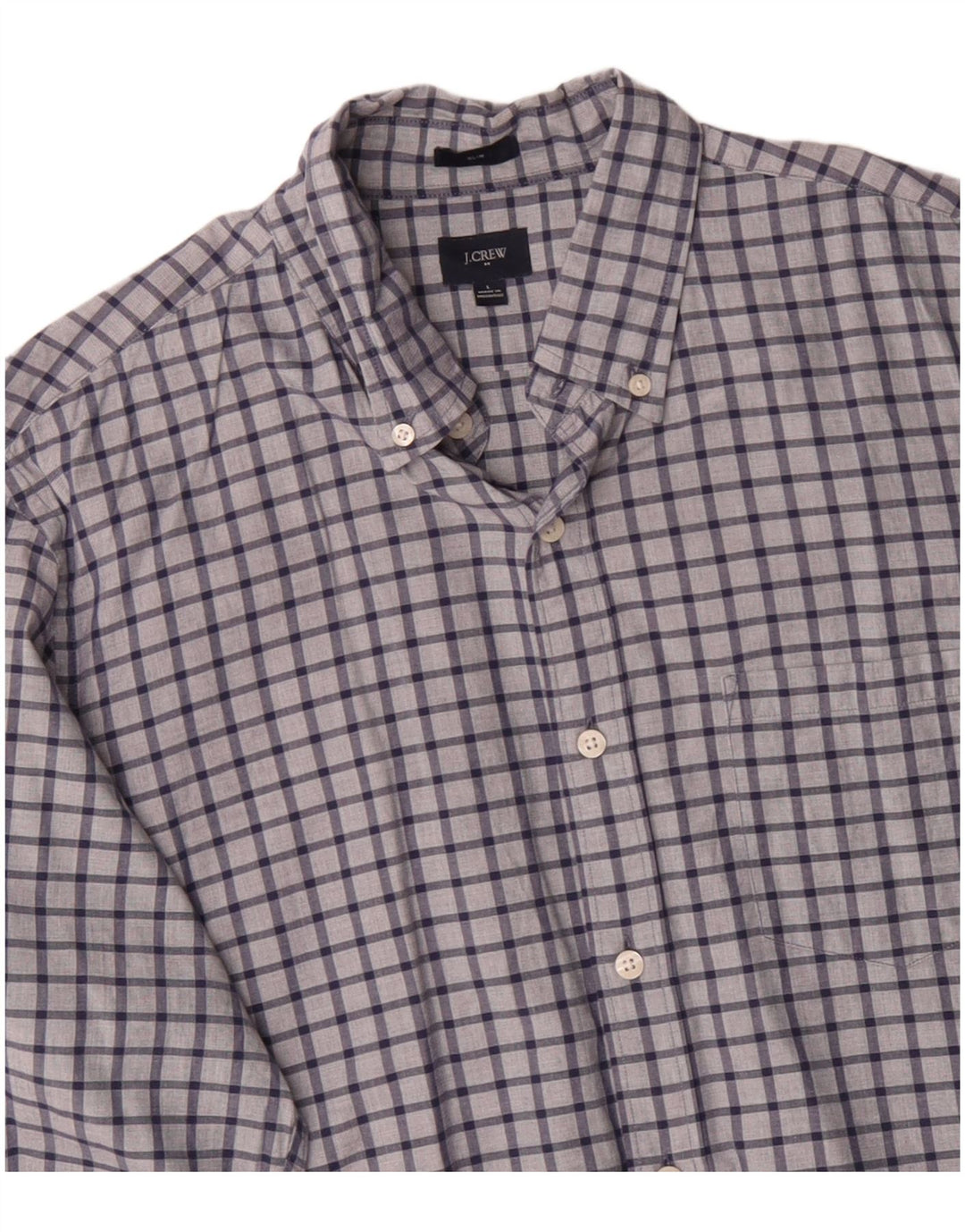 Cămașă subțire pentru bărbați J. CREW, mare, din bumbac cu carouri bleumarin