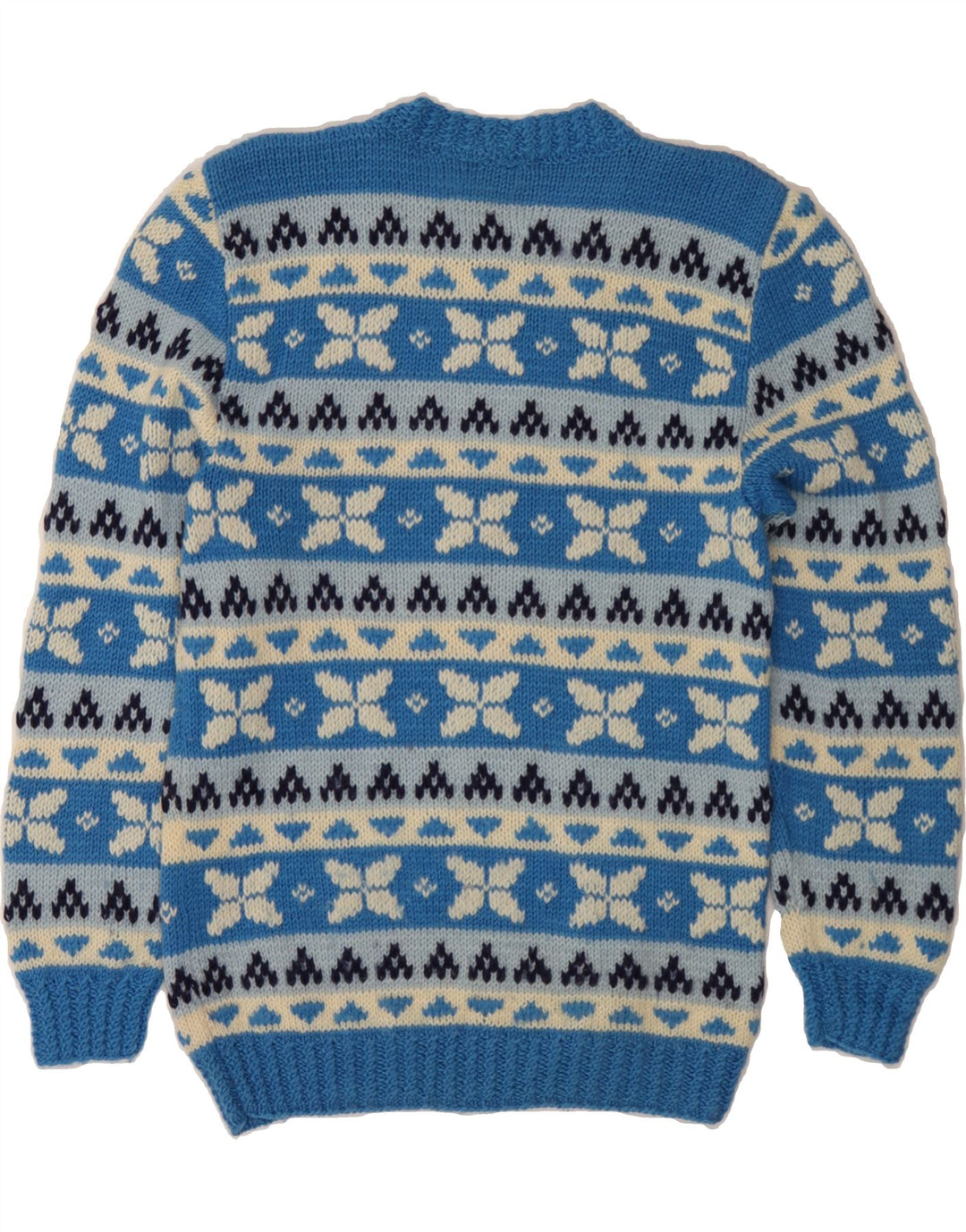 Pulover VINTAGE pentru bărbați cu gâtul turnat, mic albastru Fair Isle
