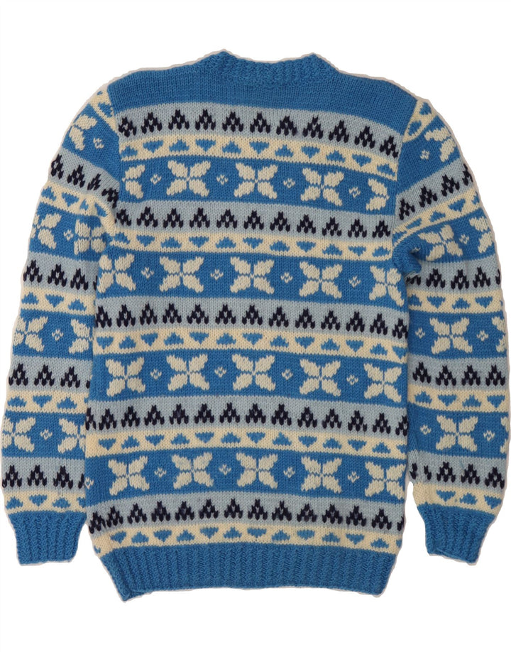 Pulover VINTAGE pentru bărbați cu gâtul turnat, mic albastru Fair Isle