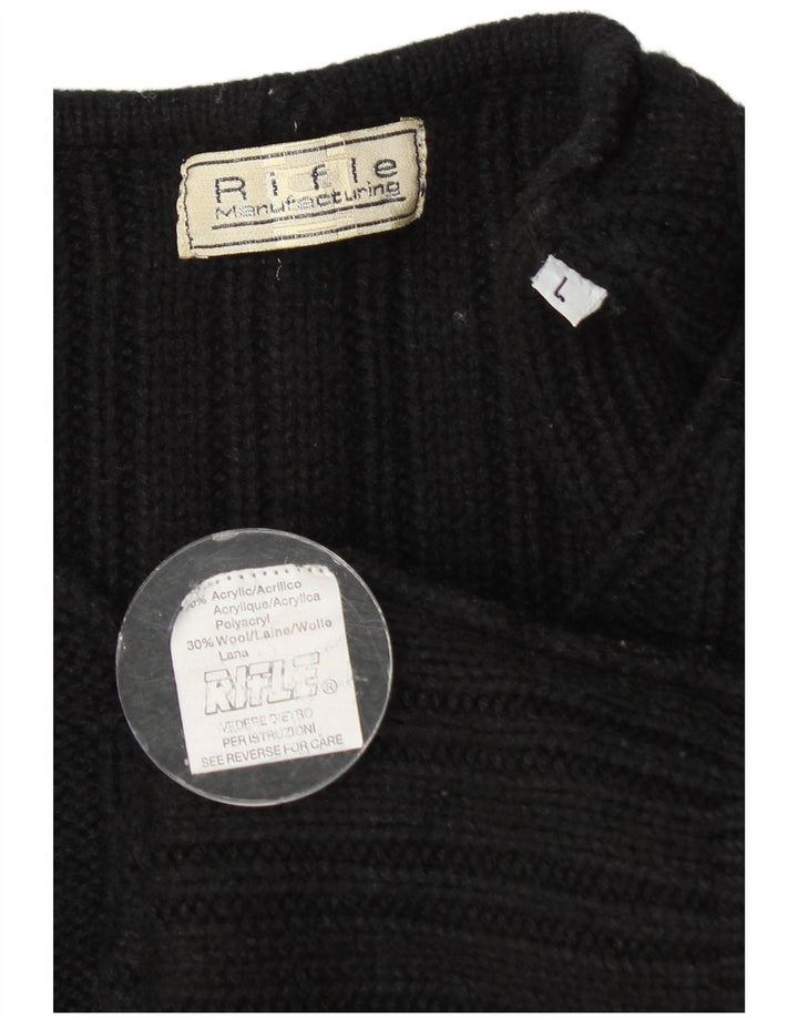 Pulover pentru bărbați Rifle cu decolteu în V, mare, negru, acrilic
