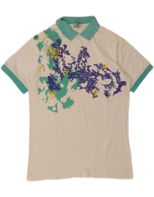 Rodeo Mens Graphic Rugby Polo Shirt IT 44/46 Small White Cotton