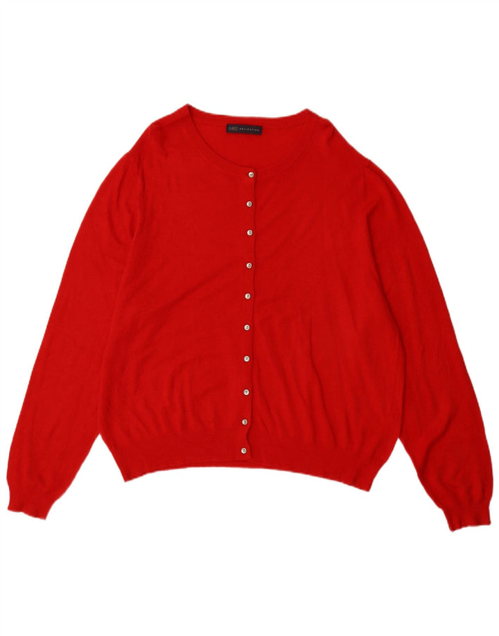 MARKS & SPENCER Pulover cardigan pentru femei UK 20 2XL Red Viscose