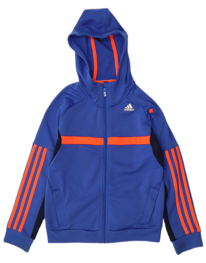 Pulover ADIDAS Climalite Zip Hoodie pentru băieți 9-10 ani, albastru, bloc de culoare