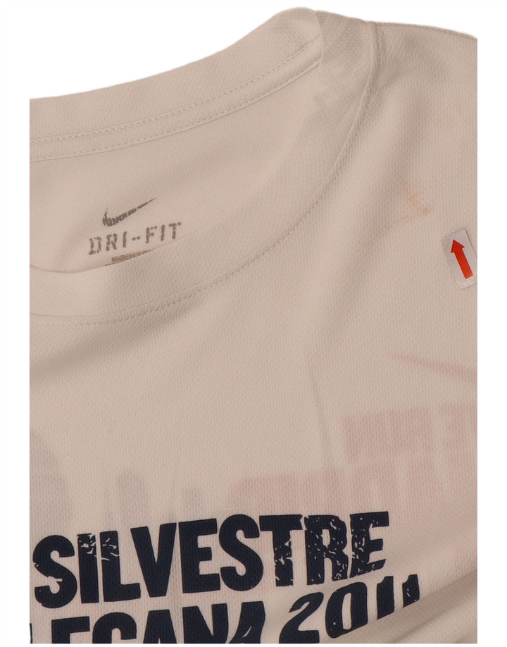 Tricou Nike Dri Fit Graphic Top cu mânecă lungă, alb mediu, color block