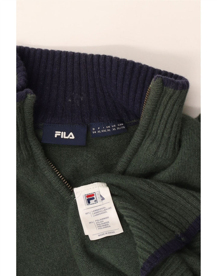 Pulover FILA pentru femei, cu fermoar, cu gât, UK 18 XL, kaki, lână de miel