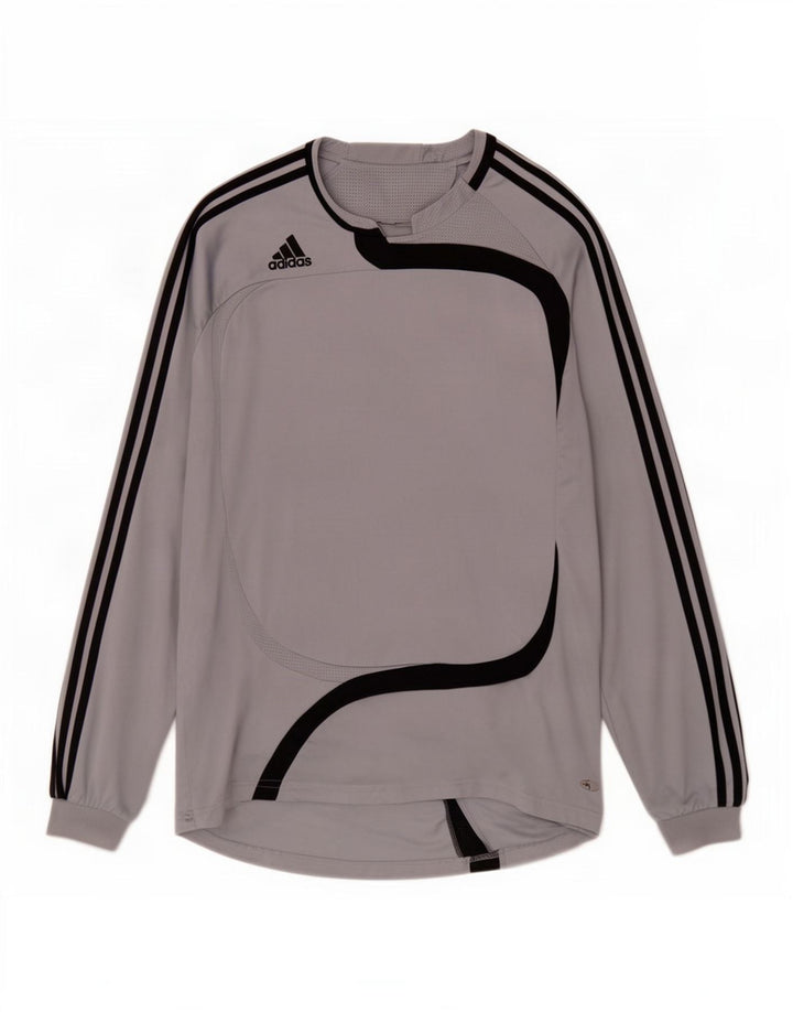 Top pentru bărbați Adidas cu mânecă lungă XL, gri, poliester color bloc