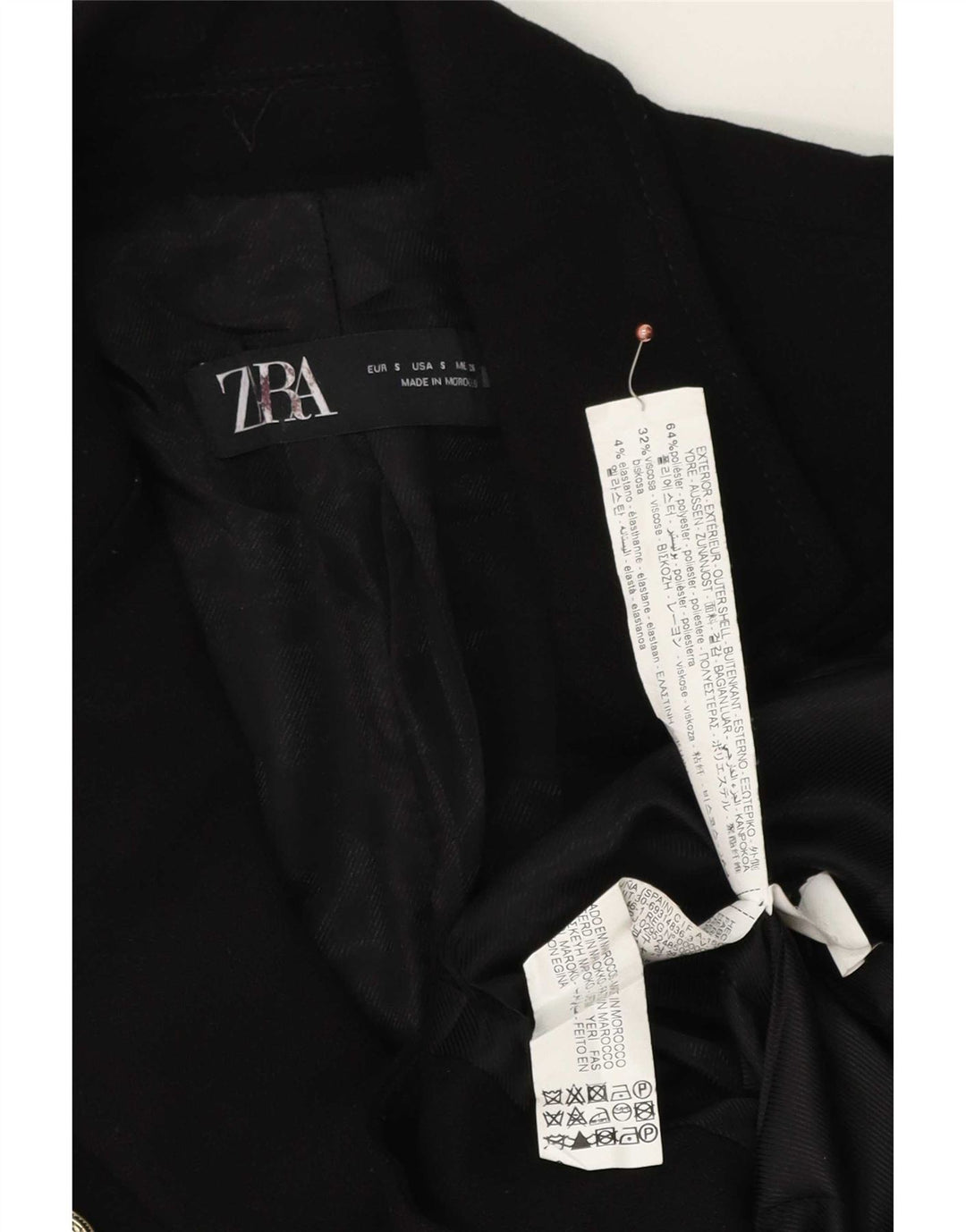 Jachetă Blazer pentru femei Zara, cu două piepturi, UK 10, poliester negru mic