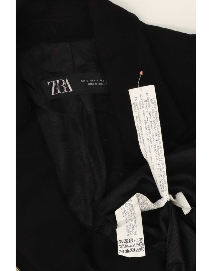 Jachetă Blazer pentru femei Zara, cu două piepturi, UK 10, poliester negru mic