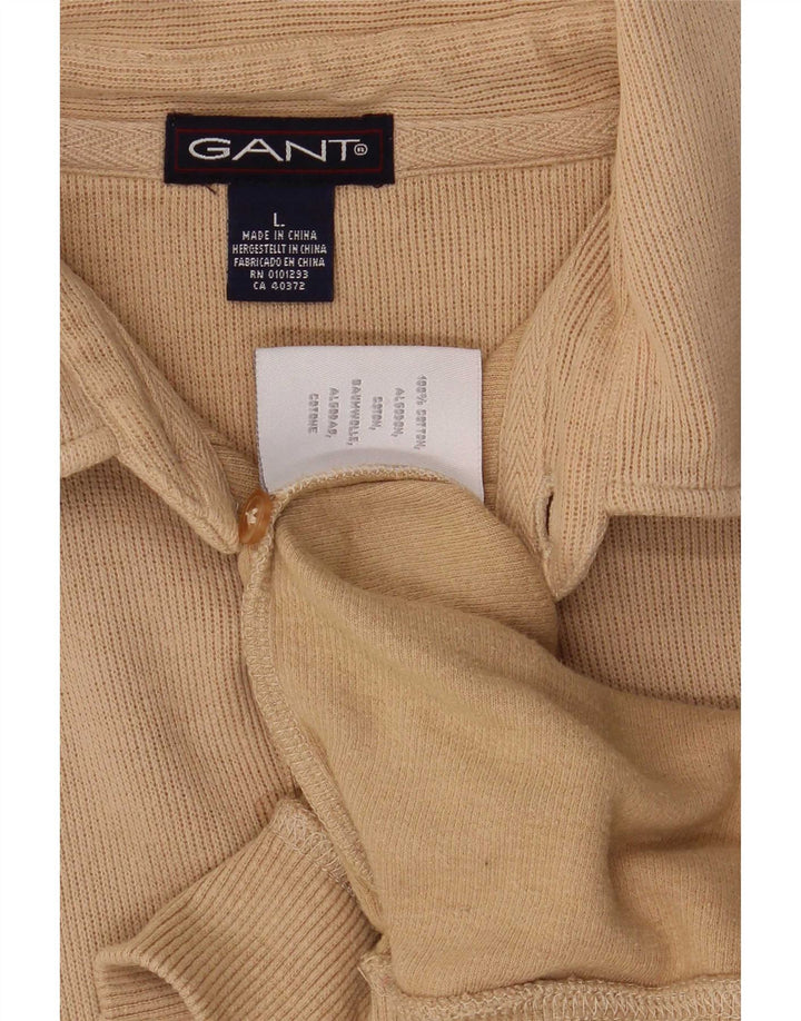 Pulover Gant pentru bărbați cu gât polo mare, bumbac, bej
