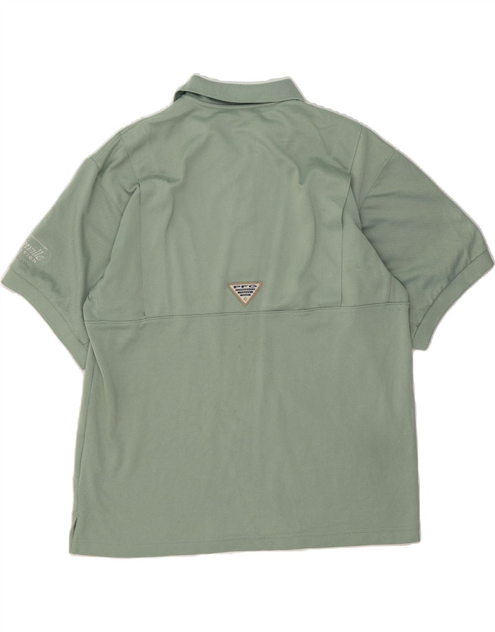 COLUMBIA Mens Polo Shirt Medium Green Polyester Vintage Columbia and Second-Hand Columbia from Messina Hembry 
