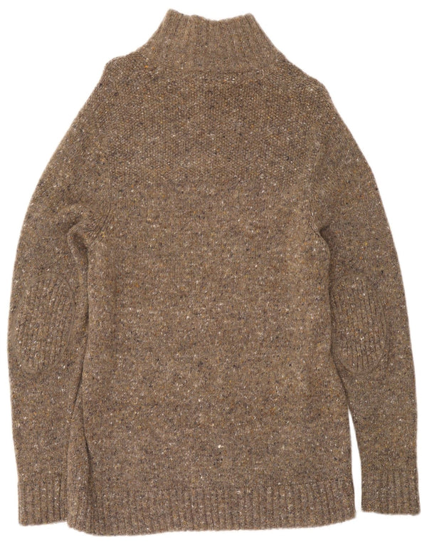 Crew Clothing Pulover pentru femei cu fermoar și gât UK 16 mare kaki cu pete
