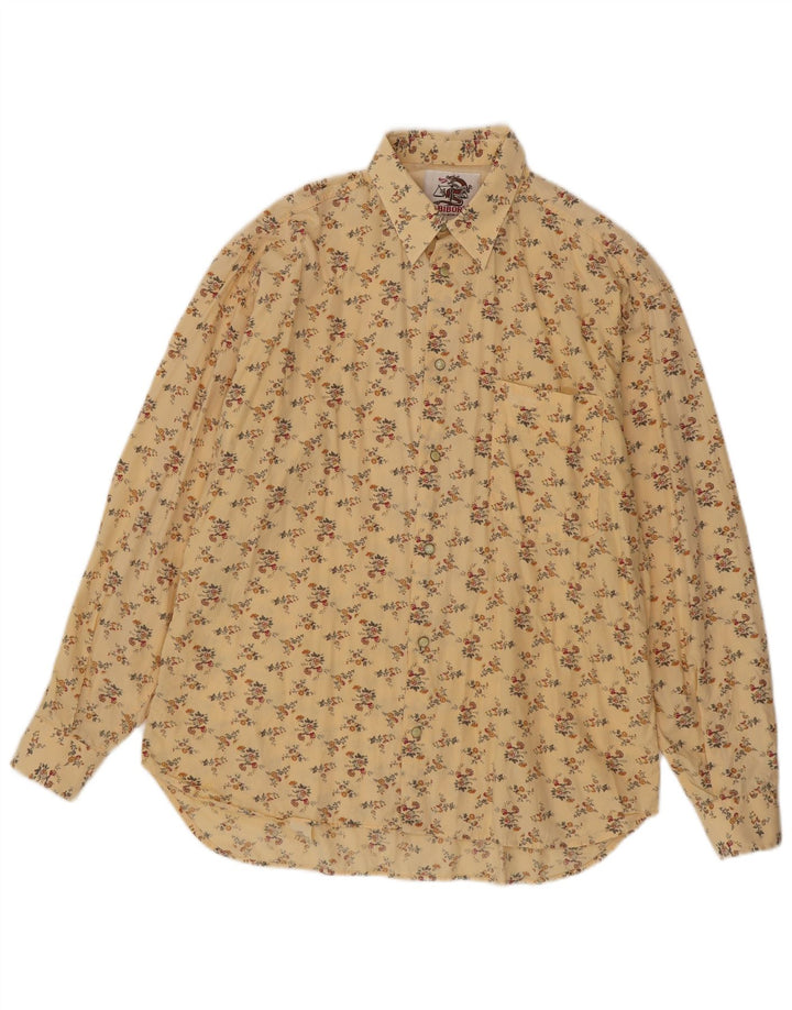 Cămașă Vintage pentru bărbați Bumbac Floral Galben Mediu