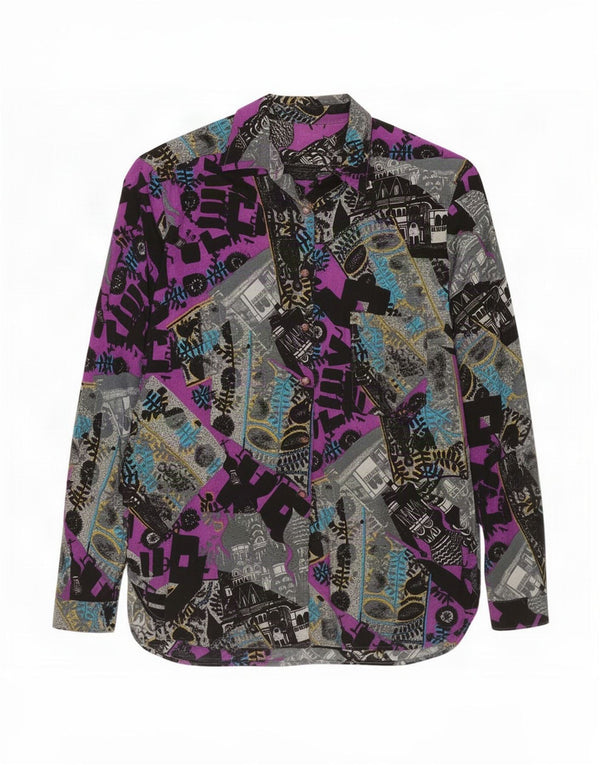 Cămașă Vintage pentru femei cu model abstract UK 14 Medium Multicolor
