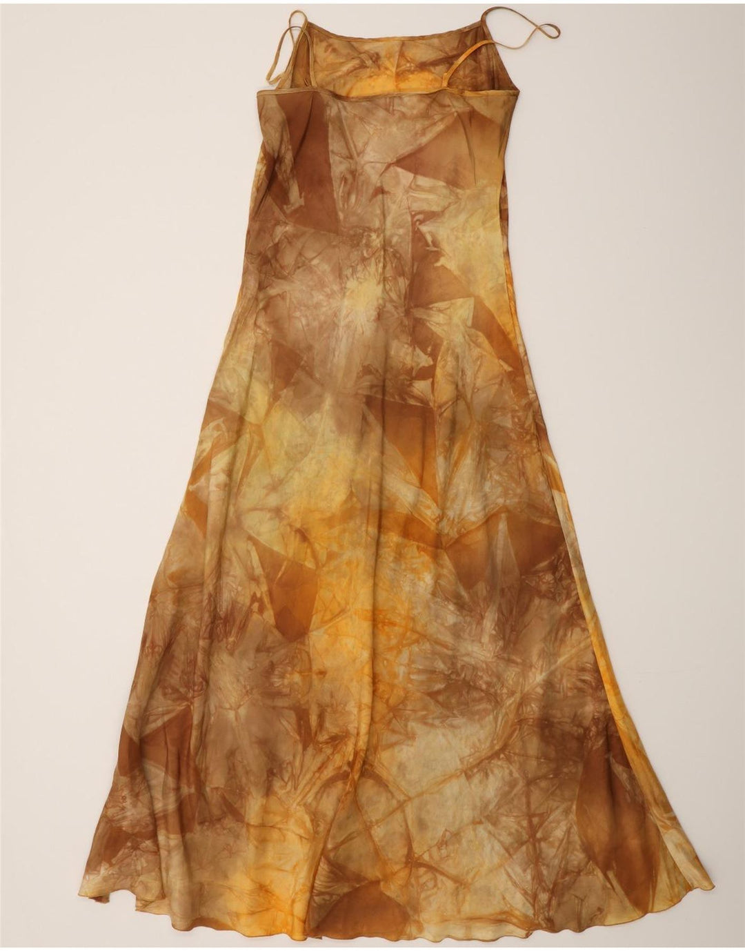 Rochie maxi slip pentru femei vintage cu model abstract IT 44 mătase maro medie