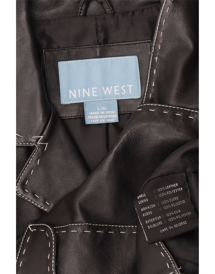 Nine West Jachetă din piele cu 3 nasturi pentru femei UK 16, mare, neagră