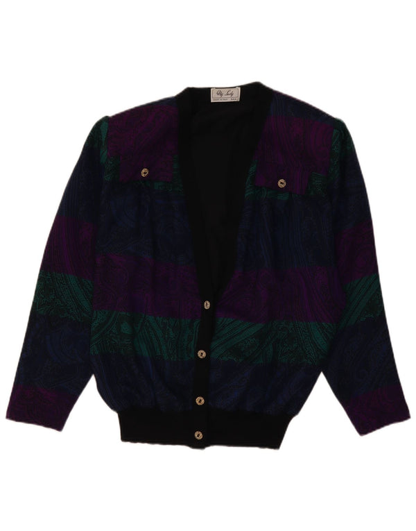 Pulover cardigan pentru femei VINTAGE UK 16 Lână mare multicoloră Paisley