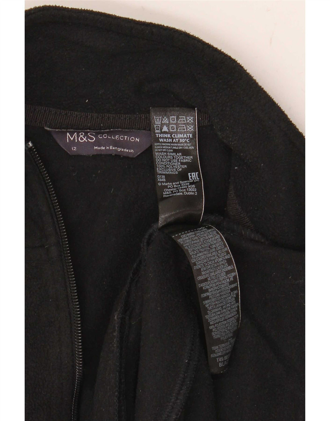 Jachetă fleece pentru femei Marks & Spencer UK 12 Poliester mediu negru