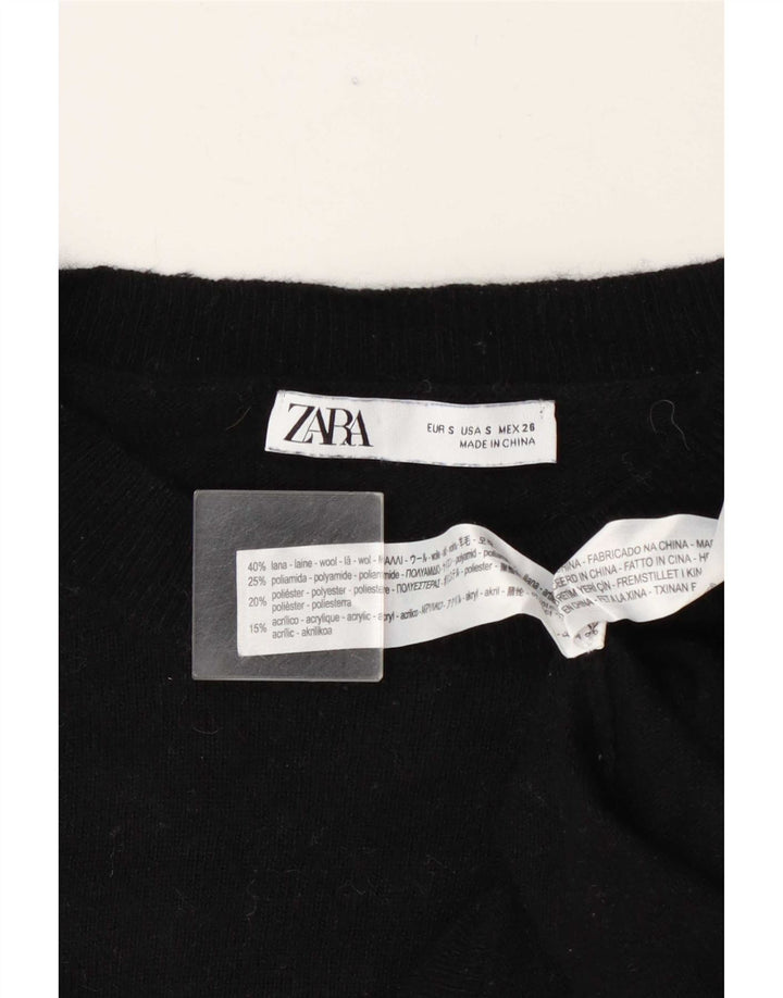 Pulover supradimensionat pentru femei Zara, cu gât crew, UK 10, lână neagră mică