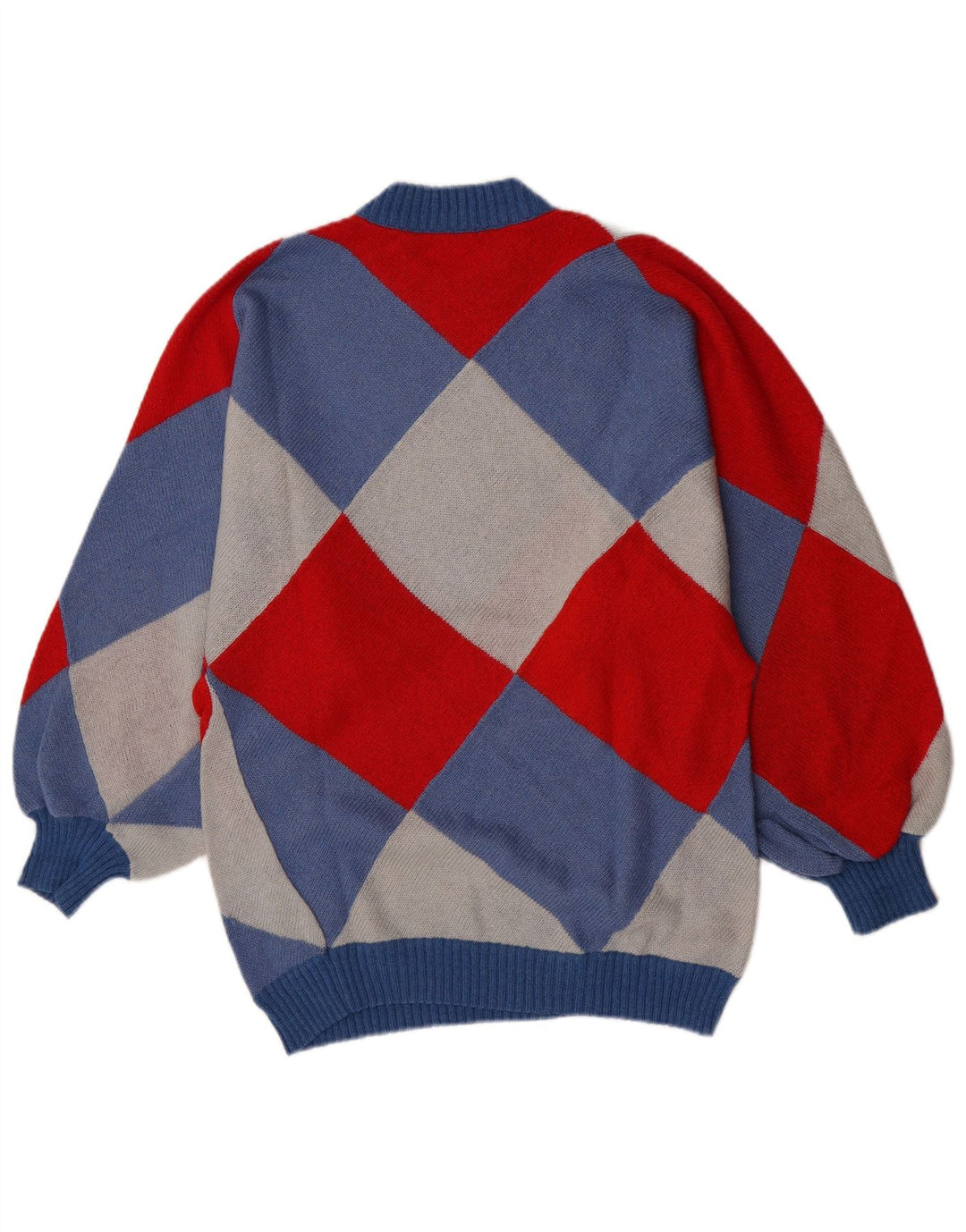 Pulover vintage pentru bărbați cu gâtul turnat, mic, multicolor, Argyle/Diamond