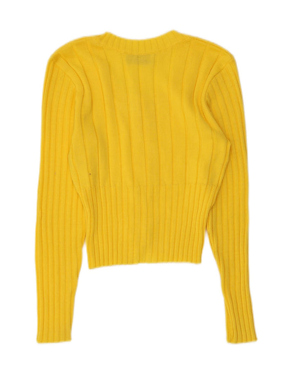 Sport Staff Pulover Crop Cardigan pentru Femei UK 10 Mic Galben
