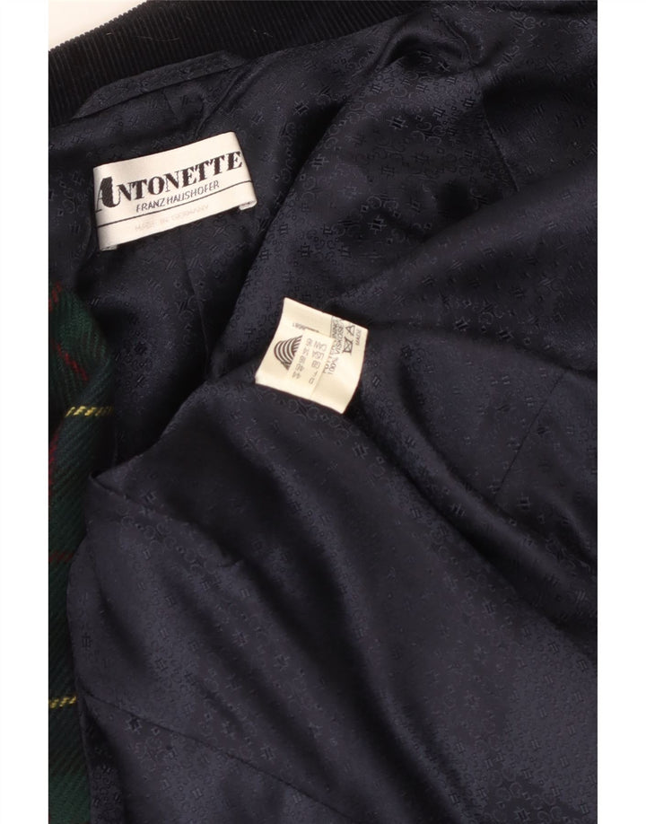 Jachetă Antonette pentru femei, cu 4 nasturi, UK 18 XL, viscoză verde cu check