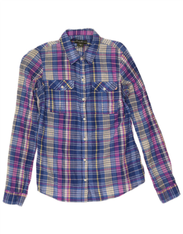 Cămașă largi pentru femei Eddie Bauer UK 6 XS Blue Check Bumbac