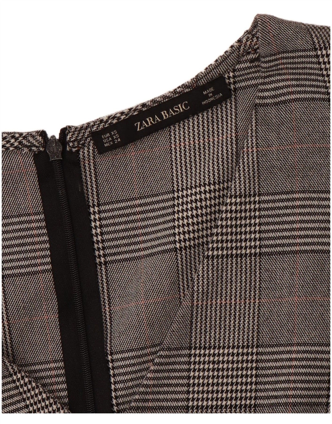 Rochie de damă ZARA cu mâneci 3/4, UK 6 XS, gri Houndstooth