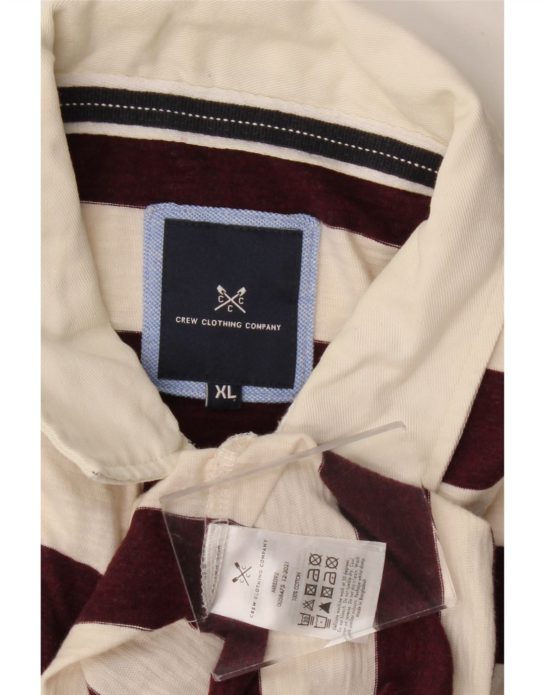 CREW CLOTHING Tricou polo pentru bărbați XL Bumbac cu dungi bordeaux
