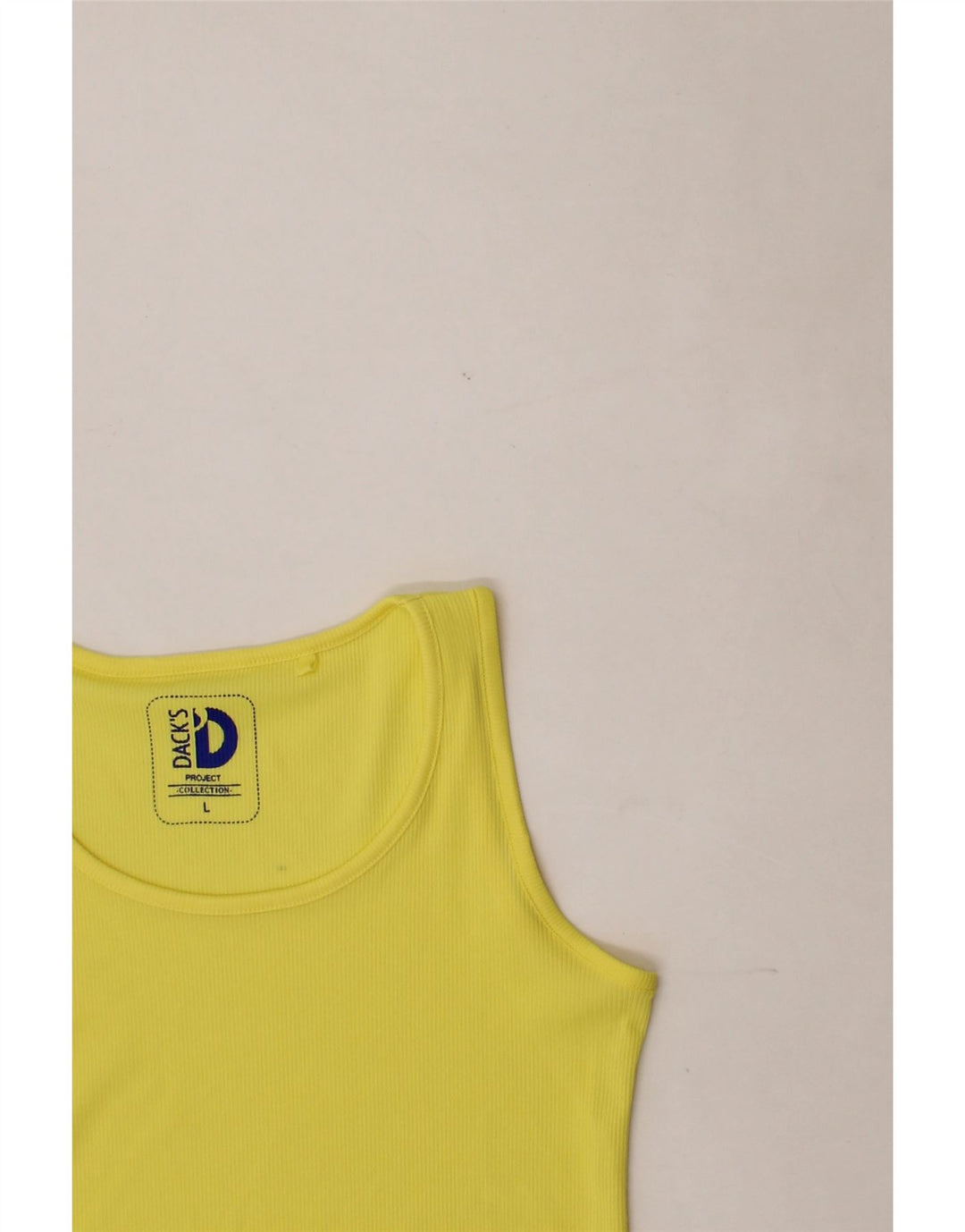DACK'S Womens Vest Top UK 16 Large Yellow Polyester Vintage Dack's and Second-Hand Dack's from Messina Hembry 