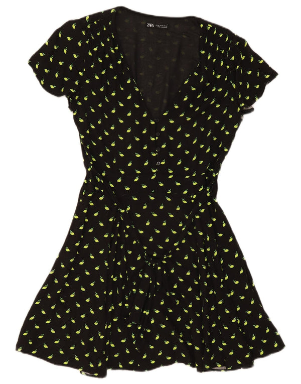 Rochie A-Line pentru femei Zara UK 12 Medium Black Spotted