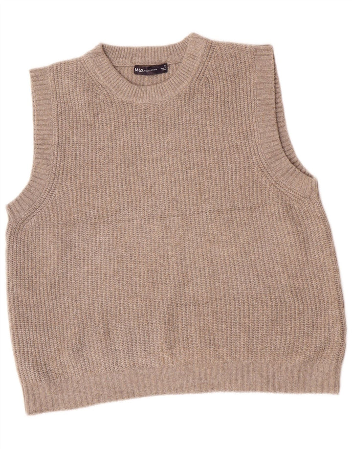Marks & Spencer Womens Vest Tank Top UK 14 Medium Bej Poliester