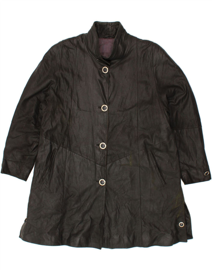 VINTAGE Womens Leather Coat UK 12 Medium Black Vintage Vintage and Second-Hand Vintage from Messina Hembry 