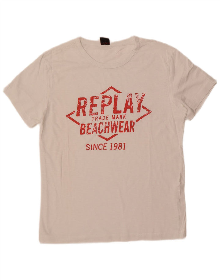 Tricou grafic pentru bărbați Replay Top mic alb