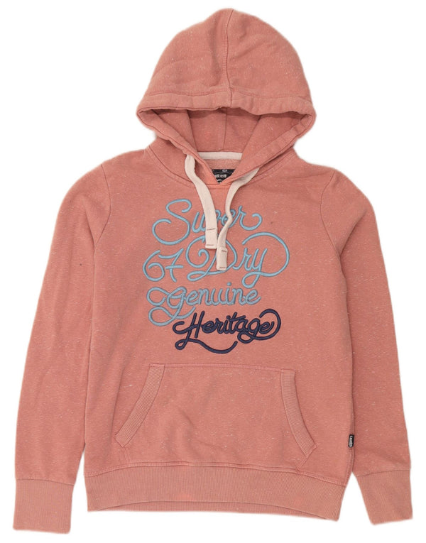 Pulover Superdry pentru damă, cu grafică, UK 12, bumbac cu pete roz mediu