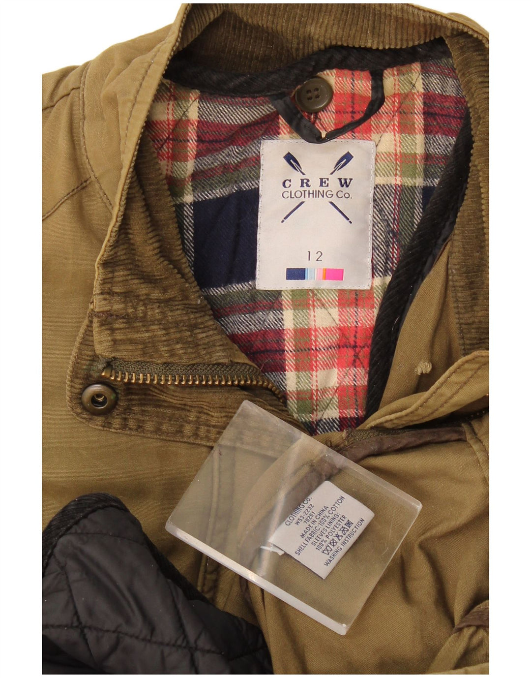 Crew Clothing Jachetă pentru femei UK 12 Medium Khaki Bumbac