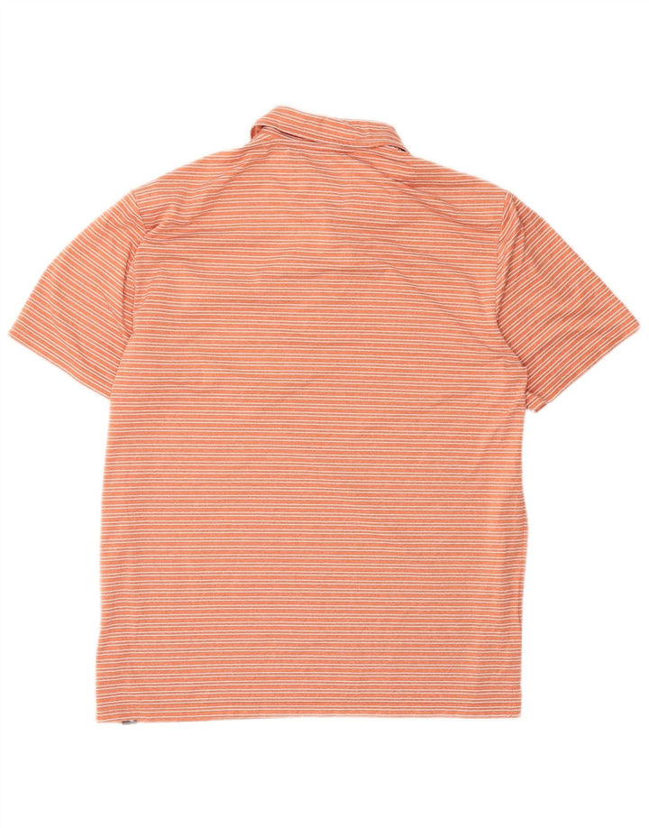 Tricou polo pentru bărbați Eddie Bauer, poliester cu dungi portocaliu mediu