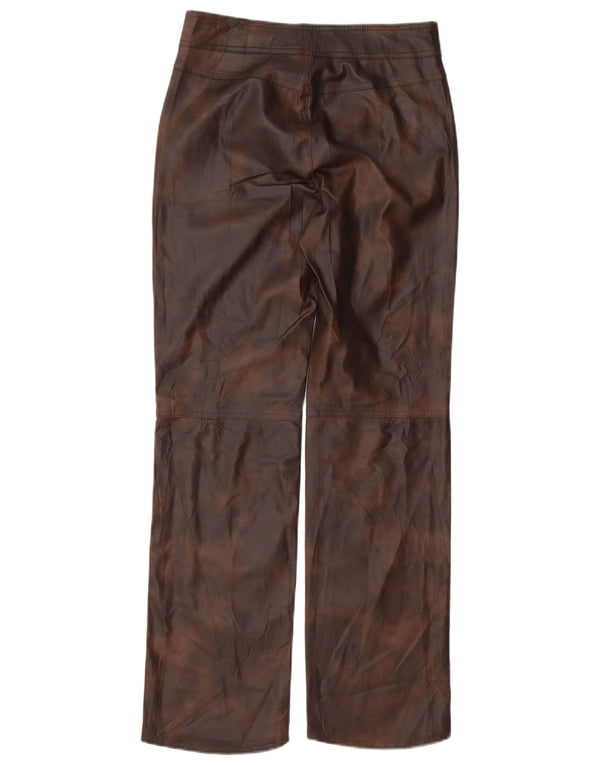 Pantaloni drepti din piele artificială pentru femei Zara XS W24 L30 maro policlorid