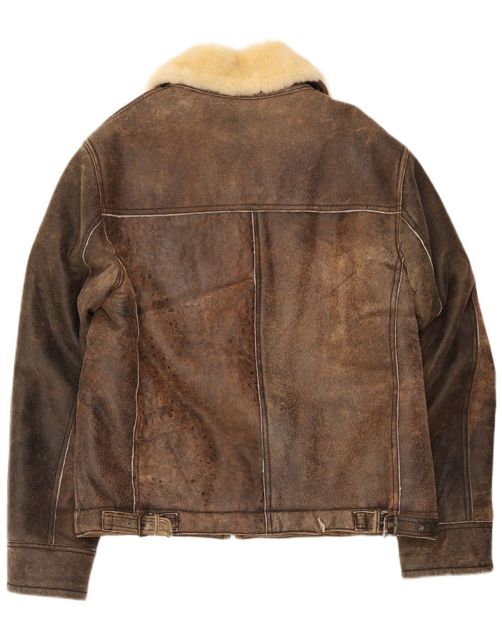 Jachetă din shearling pentru bărbați Pascucci IT 54 2XL maro