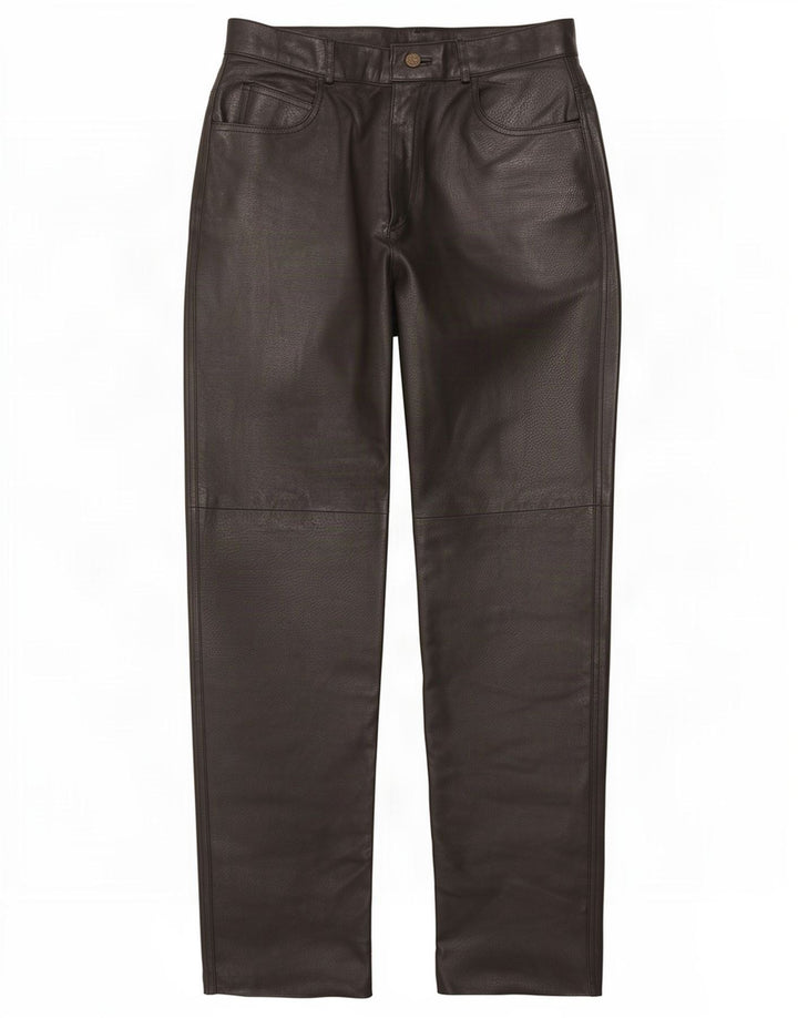 Pantaloni drepți din piele vintage pentru femei EU 40 Medium W29 L31 Negru