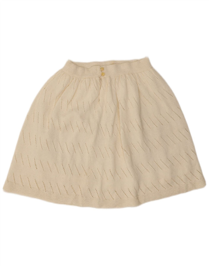 Fusta A-Line tricotată Vintage pentru femei W26 Small Off White