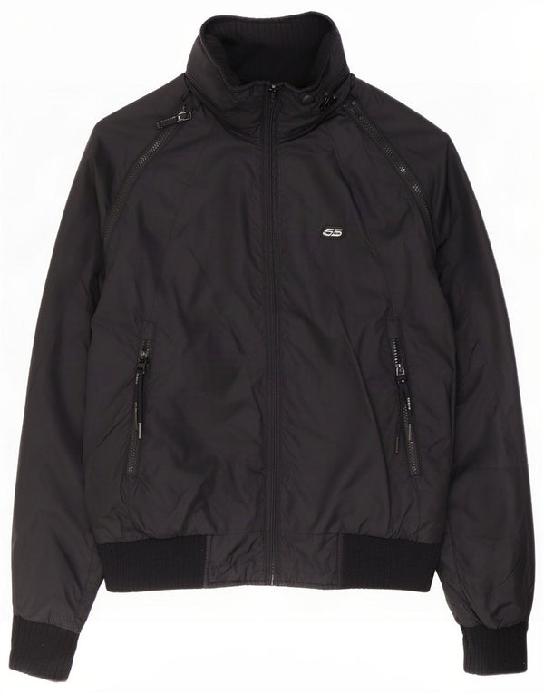 55DSL Jachetă bomber cu glugă pentru bărbați UK 38 Medium Black Poliester