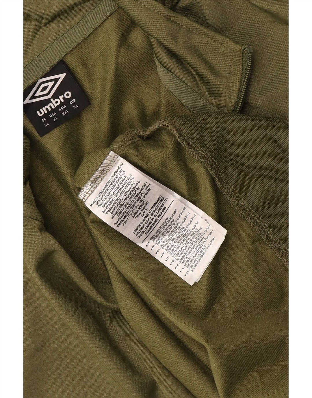 Pulover pentru bărbați Umbro, cu grafic, cu fermoar și gât, XL, poliester verde