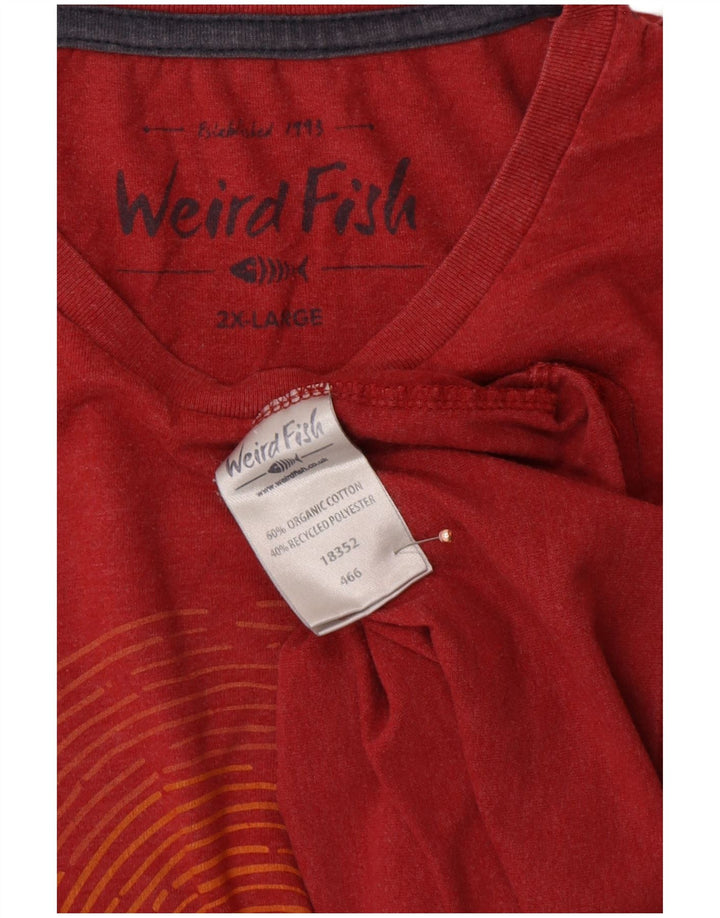 WEIRD FISH Tricou grafic pentru bărbați Top 2XL bumbac roșu