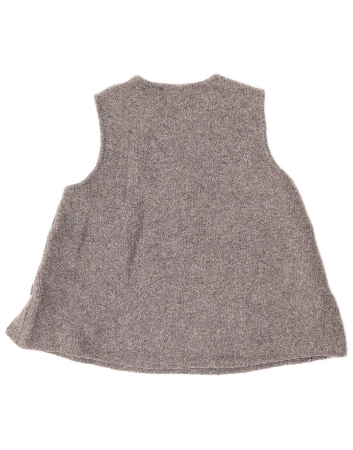 Zara Femei Vest Tank Top UK 10 Small Gri Lână