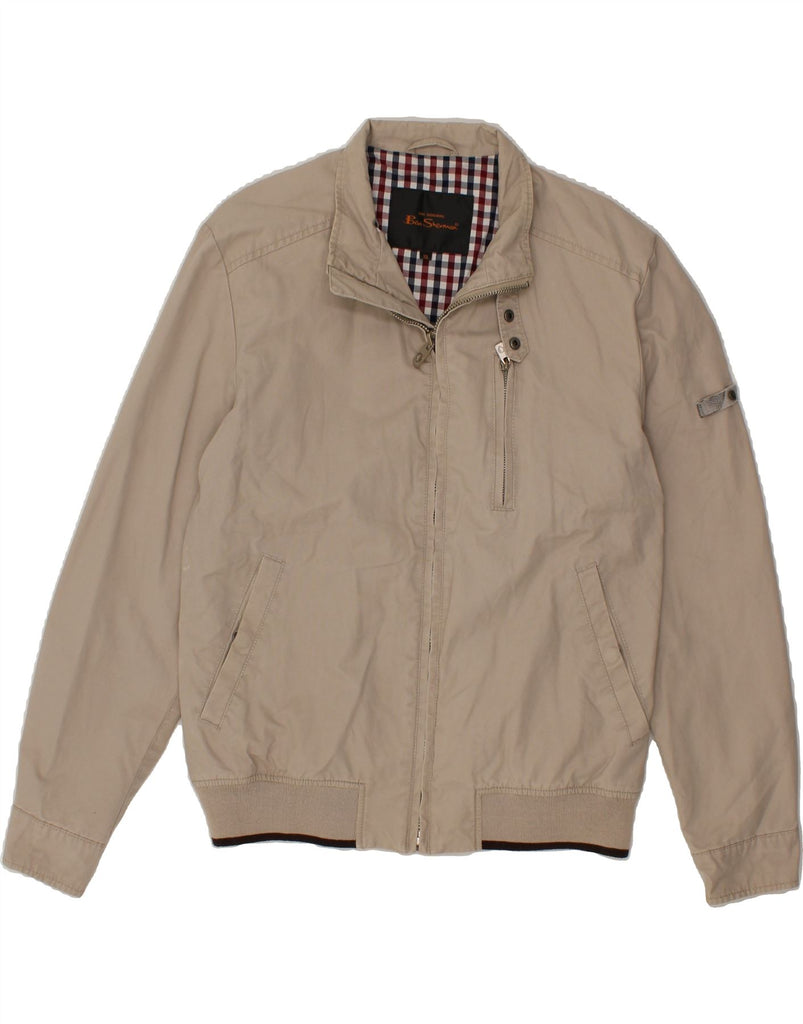 BEN SHERMAN Womens Graphic Bomber Jacket UK 18 XL Beige Cotton Vintage Ben Sherman and Second-Hand Ben Sherman from Messina Hembry 