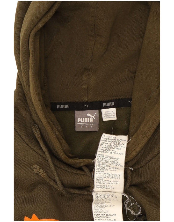 Pulover cu glugă grafic PUMA pentru bărbați, bumbac mic kaki