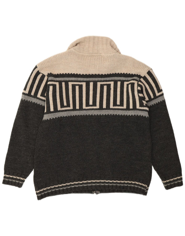 Pulover cardigan pentru bărbați BOOM BAP, mare, gri geometric, acrilic
