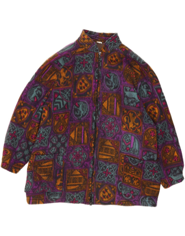 Jachetă din lână supradimensionată vintage pentru femei UK 18 XL, multicoloră, geometrică
