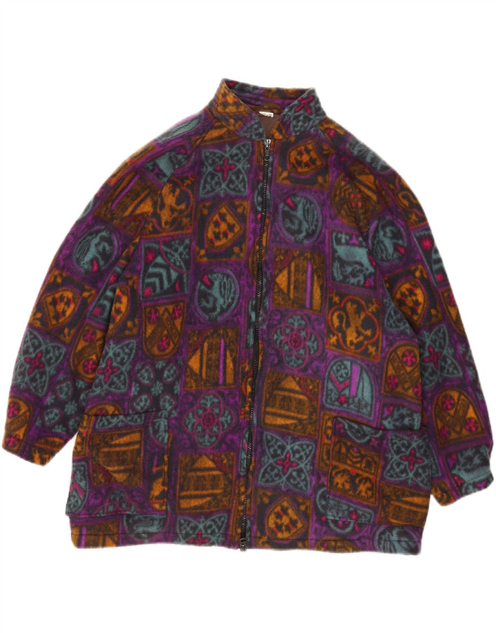 Jachetă din lână supradimensionată vintage pentru femei UK 18 XL, multicoloră, geometrică